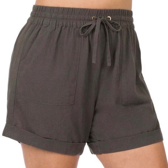 Zenana Outfitters Shorts Plus Linen Drawstringwaist Shorts With